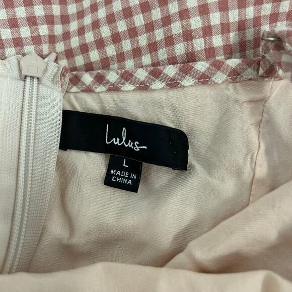 Lulus Summery Little Thing Pink Gingham Sleeveless Ruched Mini Dress Size L - Picture 6 of 12